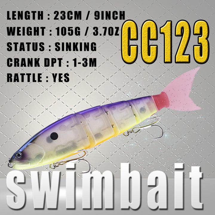 9.05" (230mm) Slow Sinking Swimbait, 4 Segments, 105g(3.7oz)