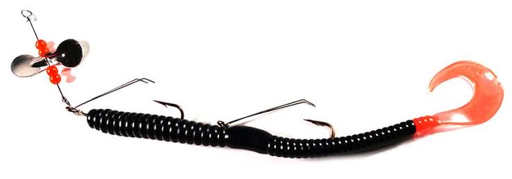 Creme Curl - Rigged, 6'' Black/Fire Tail 1pk