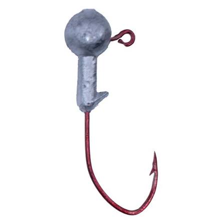 Head Hunter Round Jighead, 1/16oz, Natrual, Red Sickle Hook, 10 Pack